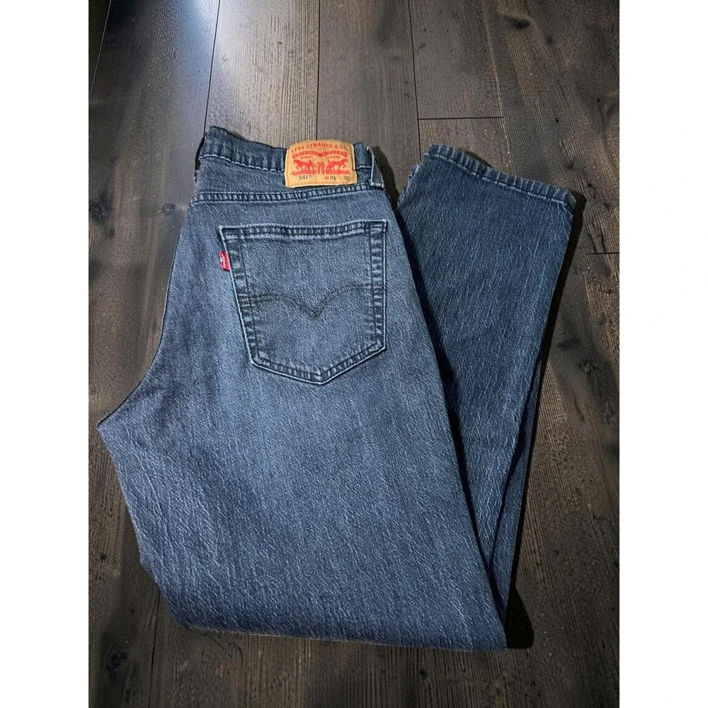 Levis 541 Athletic Taper Jeans Mens W31 L30 Charcoal Black Gray Faded Denim